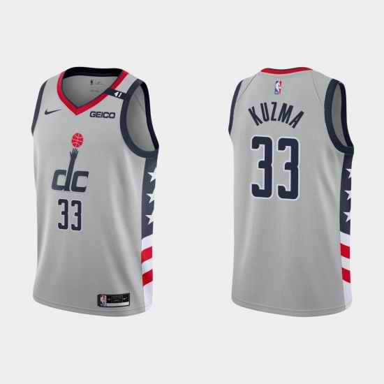 Men Nike Washington Wizards  Kyle Kuzm #33 Gray Stitched NBA Jersey