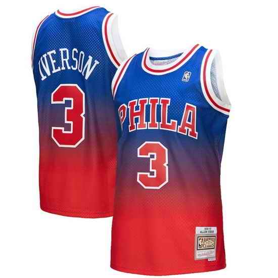 Men Philadelphia 76ers #3 Allen Iverson Red Royal Mitchell Ness Swingman Stitched Jersey