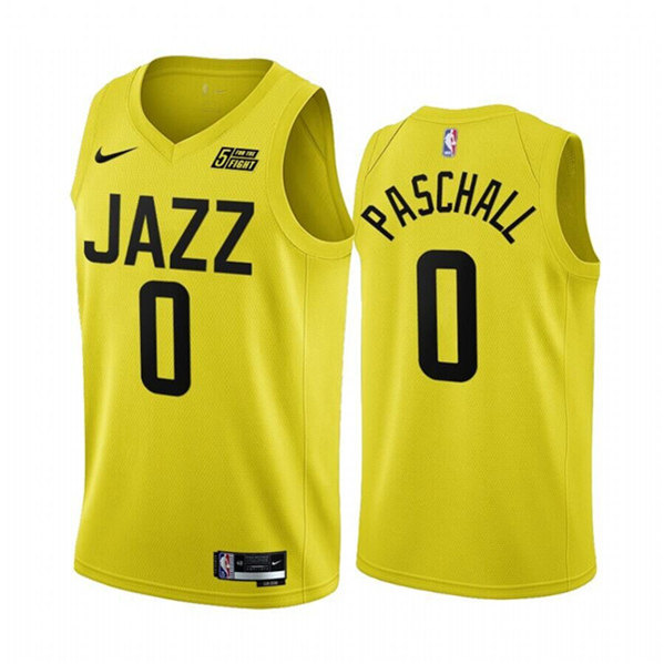 Men's Utah Jazz #0 Eric Paschall Yellow 2022/23 Association Edition Stitched Basketball Jersey