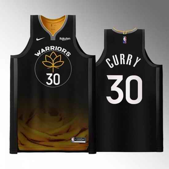Men Golden State Warriors #30 Stephen Curry 2022 2023 Black City Edition Stitched Basketball Jersey