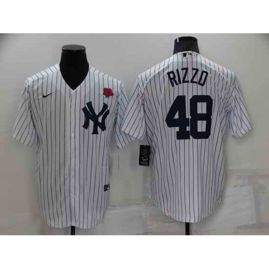 Men New York Yankees #48 Anthony Rizzo White Cool Base Stitched Baseball Jersey