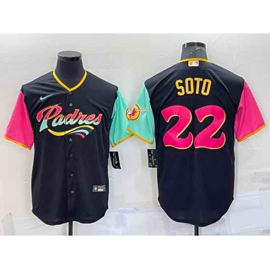 Men San Diego Padres #22 Juan Soto 2022 Black City Connect Cool Base Stitched Jersey