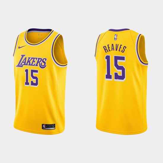 Men Los Angeles Lakers #15 Austin Reaves Yellow Stitched Jersey