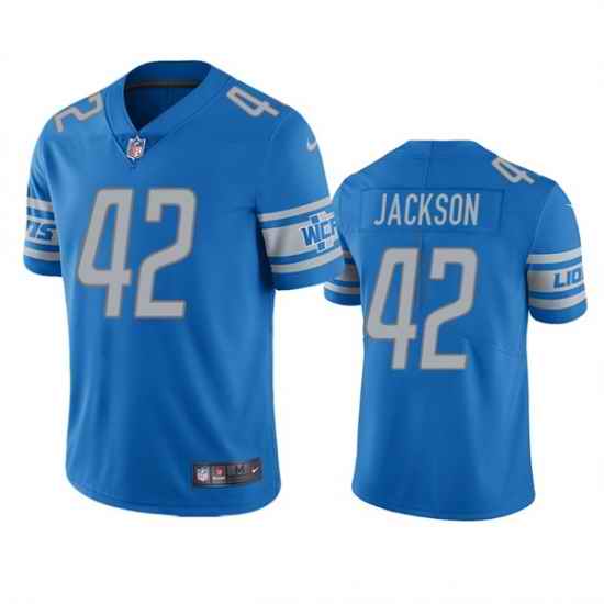 Men Detroit Lions #42 Justin Jackson Blue Vapor Untouchable Limited Stitched Jersey