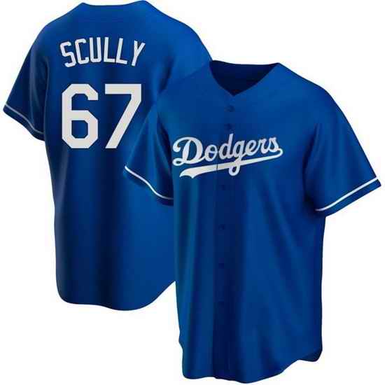 Men Los Angeles Dodgers #67 Vin Scully Blue Cool Base Stitched Baseball Jersey