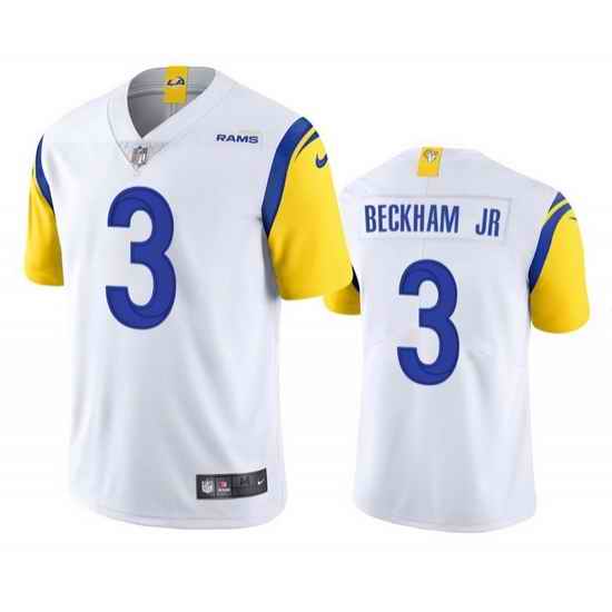 Men Los Angeles Rams #3 Odell Beckham Jr  2021 White Vapor Untouchable Limited Stitched Football Jersey