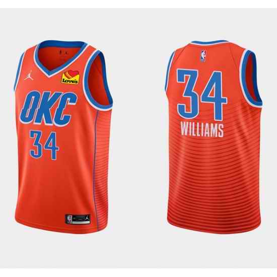 Men Oklahoma City Thunder #34 Kenrich Williams Orange Stitched Basketball Jersey