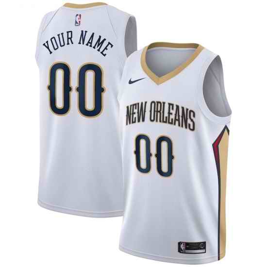 Men Women Youth Toddler New Orleans Pelicans White Gold Custom Nike NBA Stitched Jersey