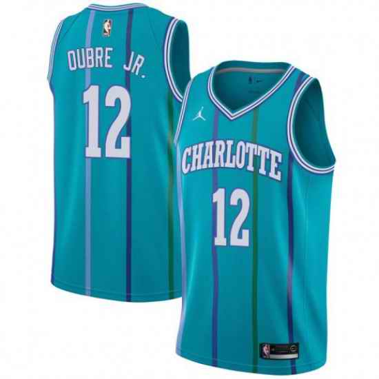Nike Charlotte Hornets #12 Kelly Oubre Jr  Aqua NBA Jordan Swingman Hardwood Classics Jersey