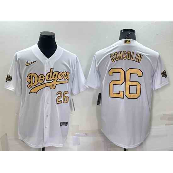Men Los Angeles Dodgers #26 Tony Gonsolin 2022 All Star White Cool Base Stitched Baseball Jersey