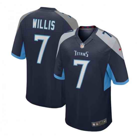 Men Tennessee Titans #7 Malik Willis Navy Stitched Game Jersey