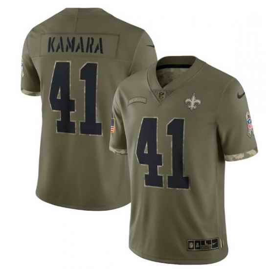Men New Orleans Saints  #41 Alvin Kamara Olive 2022 Salute To Service Limited Stitched Jersey