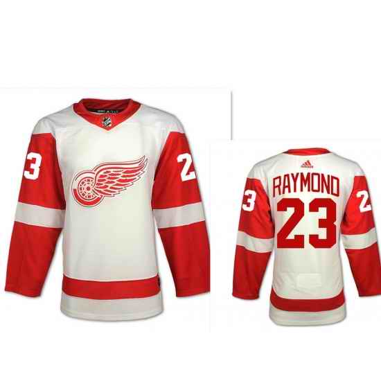 Men Adidas Detroit Red Wings #23 Lucas Raymond White Road Authentic NHL Jersey