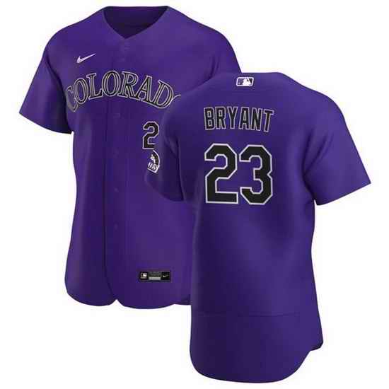 Men Colorado Rockies #23 Kris Bryant Purple Flex Base Stitched jersey