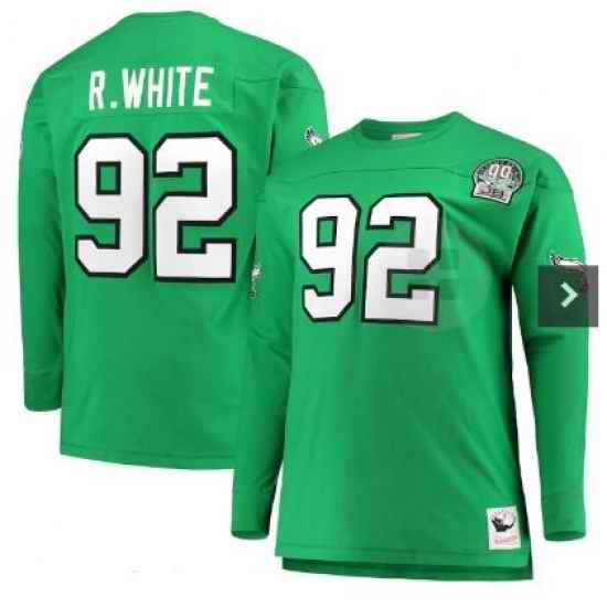 Men Philadelphia Eagles #92 Reggie White Limited Light Green Long Sleeve NFL Jersey