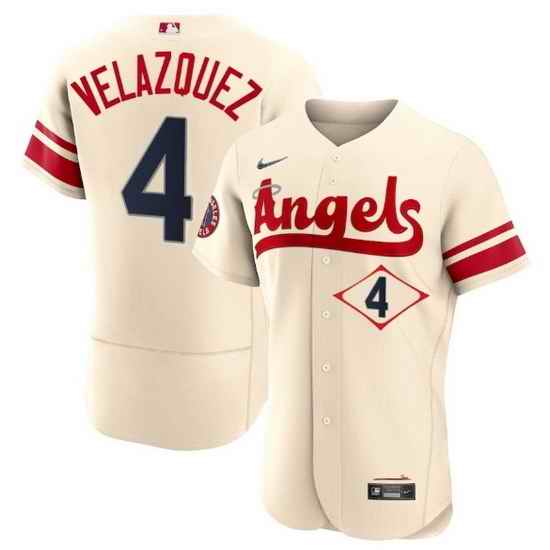 Men Los Angeles Angels #4 Andrew Velazquez 2022 Cream City Connect Flex Base Stitched Jersey