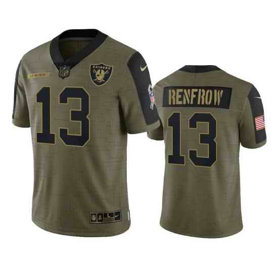 Men Las Vegas Raiders Hunter Renfrow 2021-22 Salute To Service Olive Football Stitched Jersey