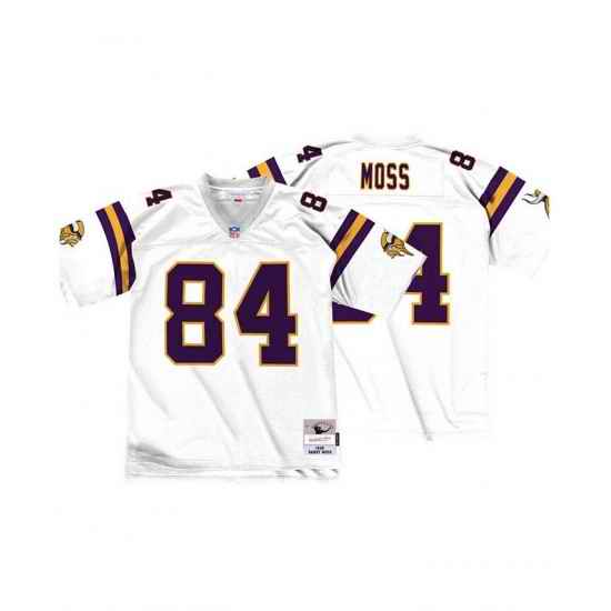 Men Minnesota Vikings #84 Randy Moss Throwback Stitched White NFL Jersey