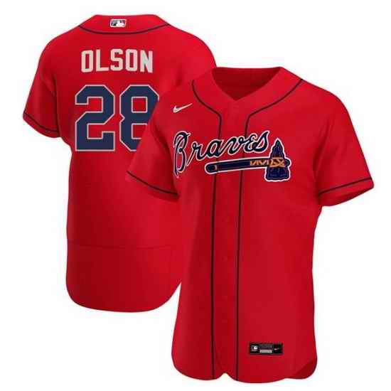 Men Atlanta Braves #28 Matt Olson Red Flex Base Stitched Baseball jersey