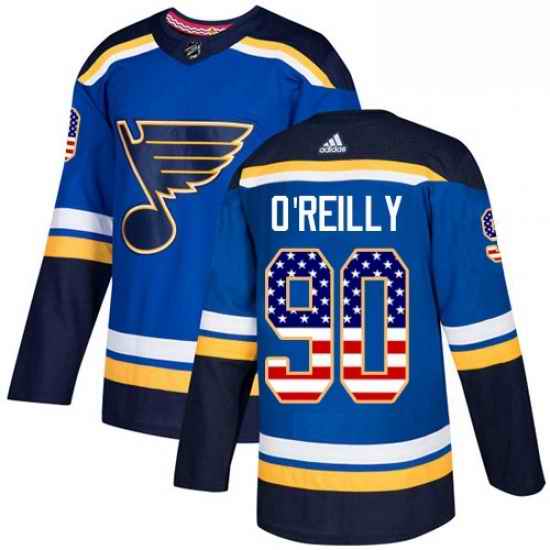 Youth Adidas St Louis Blues #90 Ryan OReilly Authentic Blue USA Flag Fashion NHL Jerse