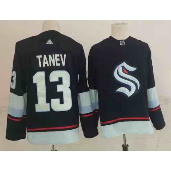 Men Seattle Kraken #13 Brandon Tanev Navy Blue Adidas Stitched NHL Jersey