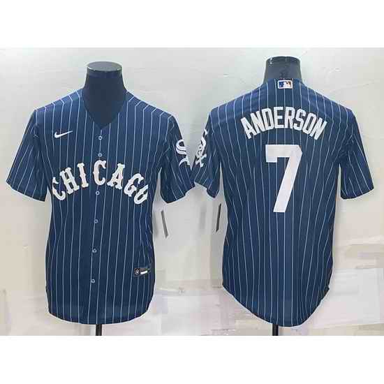 Men Chicago White Sox #7 Tim Anderson Navy Cool Base Stitched Jersey
