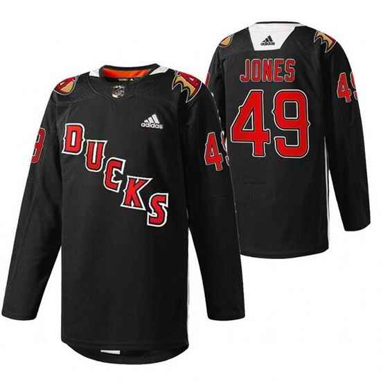 Men Anaheim Ducks #49 Max Jones 2022 Black Angels Night Stitched jersey