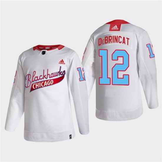 Men Chicago Blackhawks #12 Alex DeBrincat 2022 Community Night White Stitched jersey