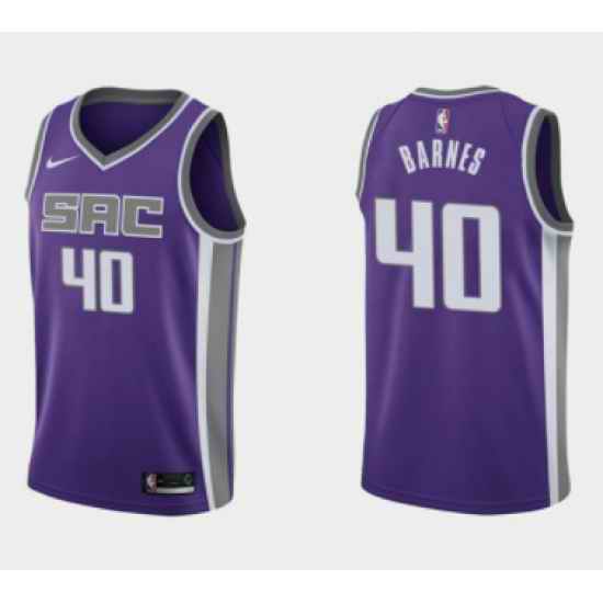 Men Sacramento Kings #40 Harrison Barnes Purple Icon Edition Stitched Basketball Jersey