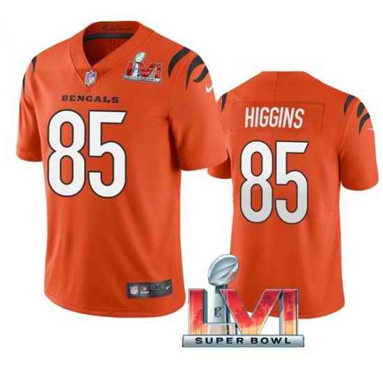 Nike Cincinati Bengals #85 Tee Higgins Orange 2022 Super Bowl LVI Vapor Limited Jersey