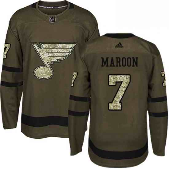 Mens Adidas St Louis Blues #7 Patrick Maroon Authentic Green Salute to Service NHL Jersey