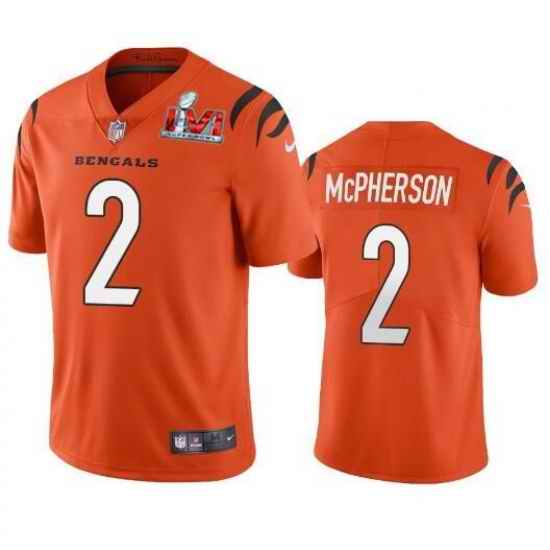 Nike Cincinati Bengals #2 Evan McPherson Orange 2022 Super Bowl LVI Vapor Limited Jersey