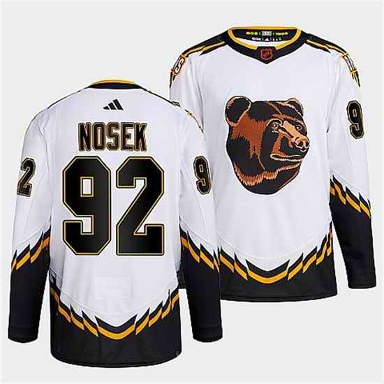 Men Boston Bruins #92 Tomas Nosek White 2022 Reverse Retro Stitched Jersey