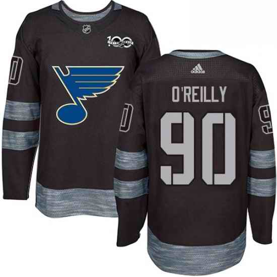 Mens Adidas St Louis Blues #90 Ryan OReilly Authentic Black 1917 2017 100th Anniversary NHL Jerse