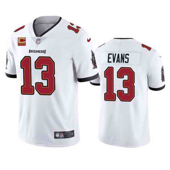 Men Tampa Bay Buccaneers 13 Mike Evans 2022 White With #4 Star C Patch Vapor Untouchable Limited Stitched Jersey