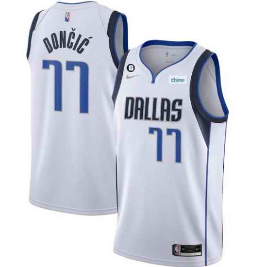Men Dallas Mavericks 77 Luka Doncic White No #6 Patch Stitched Jersey