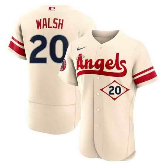 Men Los Angeles Angels #20 Jared Walsh 2022 Cream City Connect Flex Base Stitched Jersey