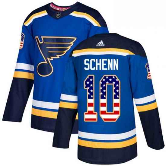 Mens Adidas St Louis Blues #10 Brayden Schenn Authentic Blue USA Flag Fashion NHL Jersey