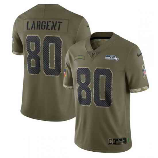 Men Seattle Seahawks #80 Steve Largent Olive 2022 Salute To Service Limited Stitched Jersey