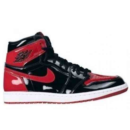 Men Air Jordan #1 Retro High OG Patent Black Red Shoes