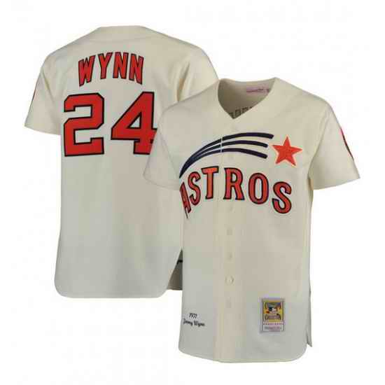 Men Houston Astros #24 Jimmy Wynn Cream Stitched Jersey