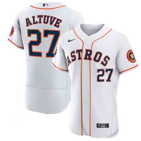 Men Houston Astros #27 Jose Altuve White 2022 World Series Flex Base Stitched Baseball Jersey