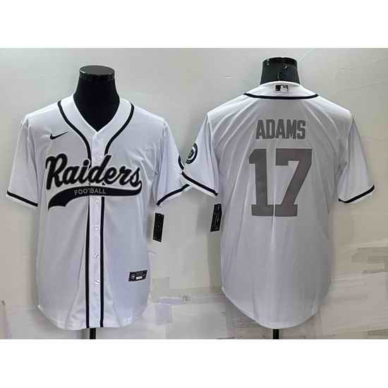 Men Las Vegas Raiders #17 Davante Adams White Grey Cool Base Stitched Baseball Jersey