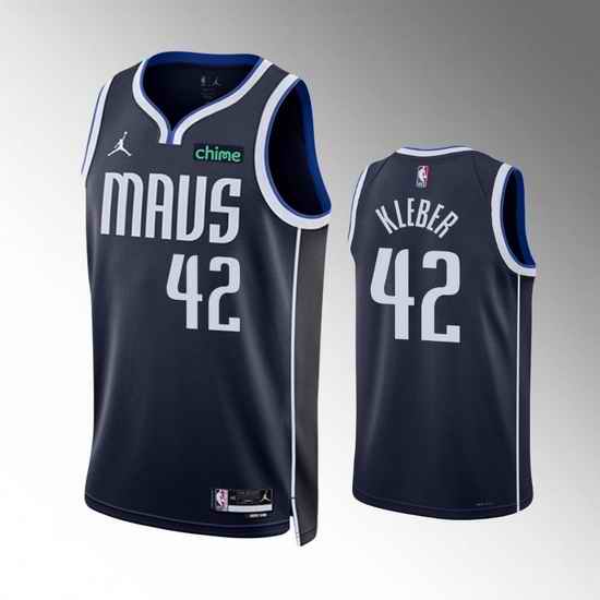Men Dallas Mavericks #42 Maxi Kleber Navy Statement Edition Stitched Basketball Jersey