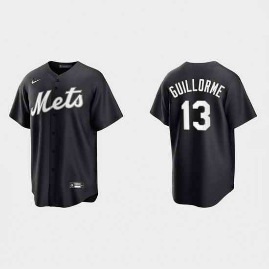Men New York Mets #13 Luis Guillorme Black Cool Base Stitched Baseball Jersey