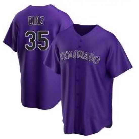Men Nike Colorado Rockies #35 Elias Diaz Purple Cool Base MLB Jersey