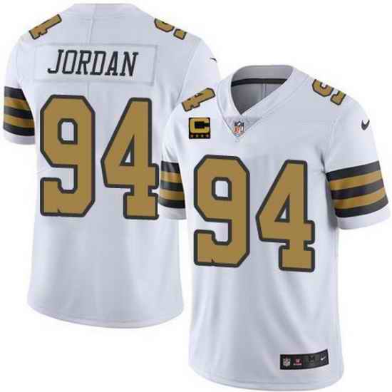 Men New Orleans Saints 94 Cameron Jordan 2022 White With #4 Star C Patch Color Rush Stitched Jersey
