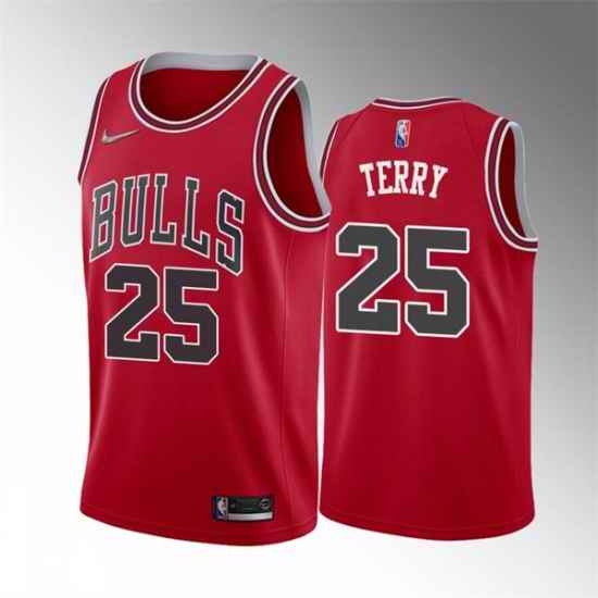 Men Chicago Bulls #25 Dalen Terry Red 75th Anniversary Stitched Basketball JerseyS