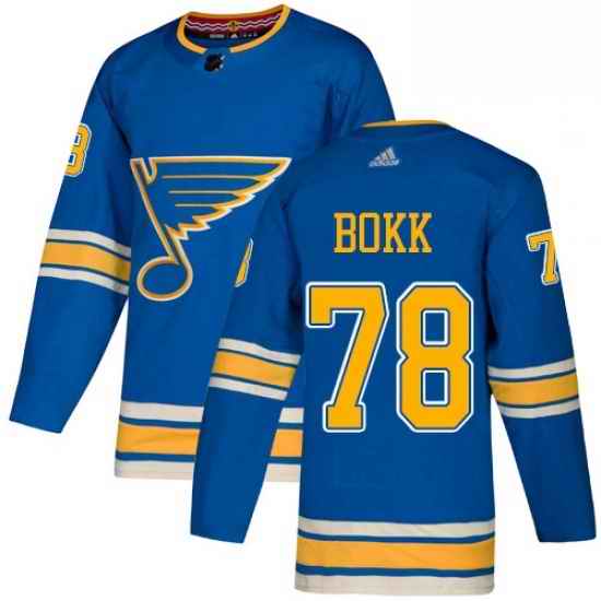 Youth Adidas St Louis Blues #78 Dominik Bokk Authentic Navy Blue Alternate NHL Jersey