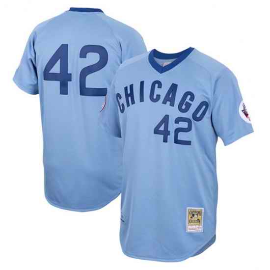 Men Chicago Cubs 42 Bruce Sutter Blue Road 1976 Mitchell  #26 Ness Stitched Jerse